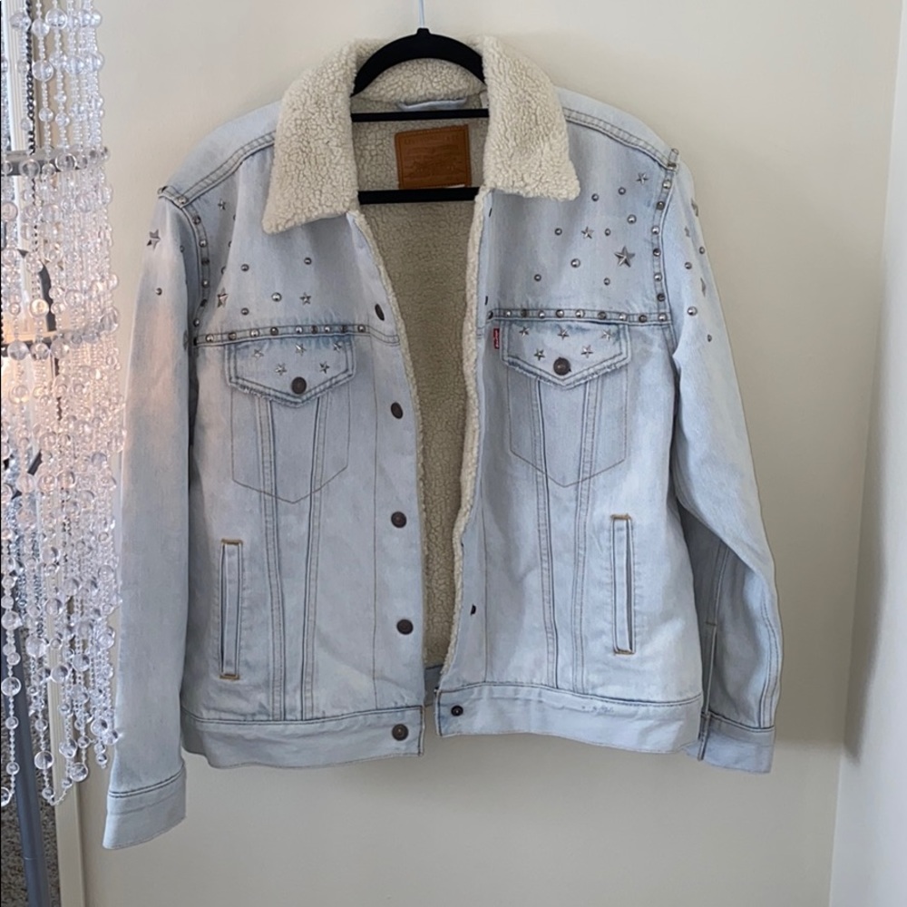 Levi Denim Sherpa Star Studded Jacket